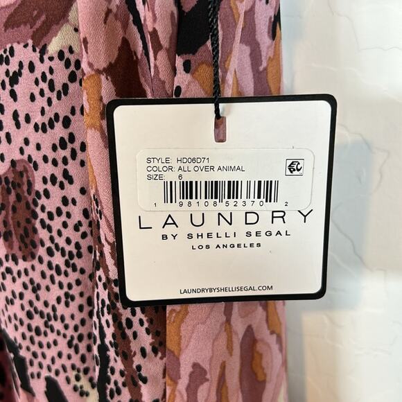 Laundry by Shelli Segal NWT One Shoulder Pink Animal Print Leopard Slip Dress 6 - Picture 12 of 12